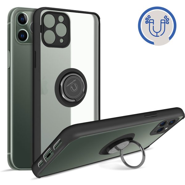 Coque iPhone 11 Pro Antichoc avec Anneau de Maintien et Dos Rigide effet fumé – Bleu / Noir / Rouge